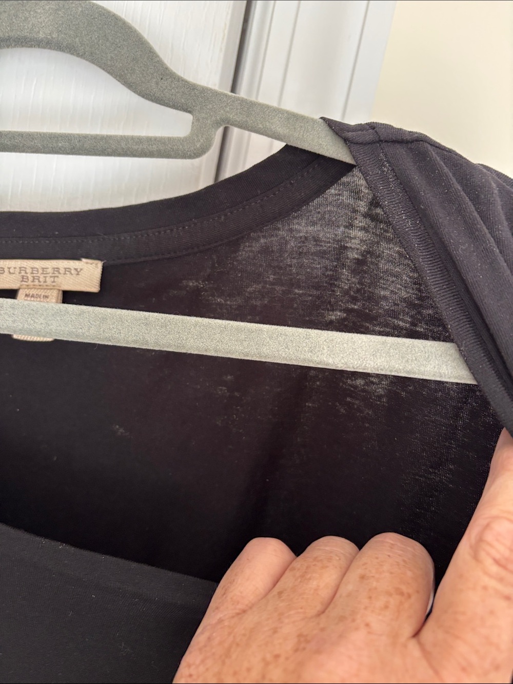 Burberry Ladies Black Nova Check 93% Cotton/Spandex Light Top-XL - Picture 9 of 14